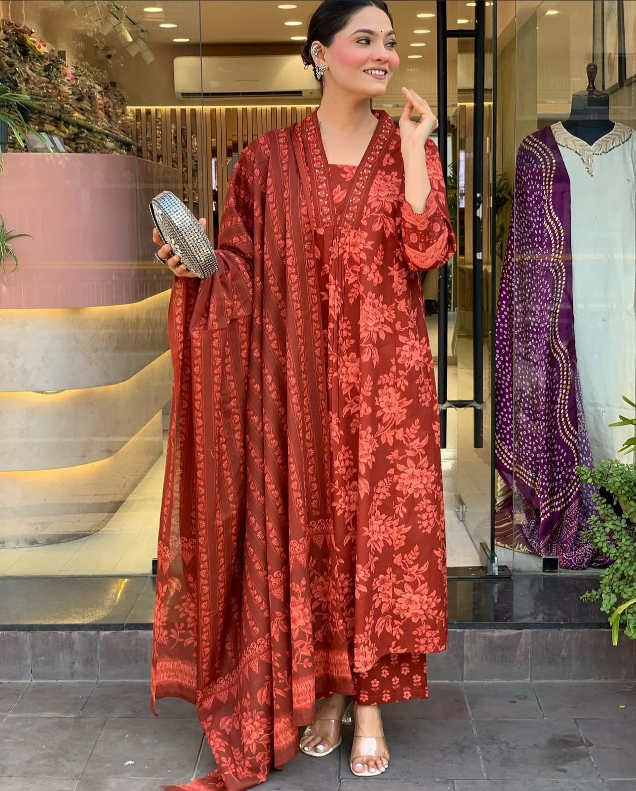 Floral Cotton A-Line Pant Set